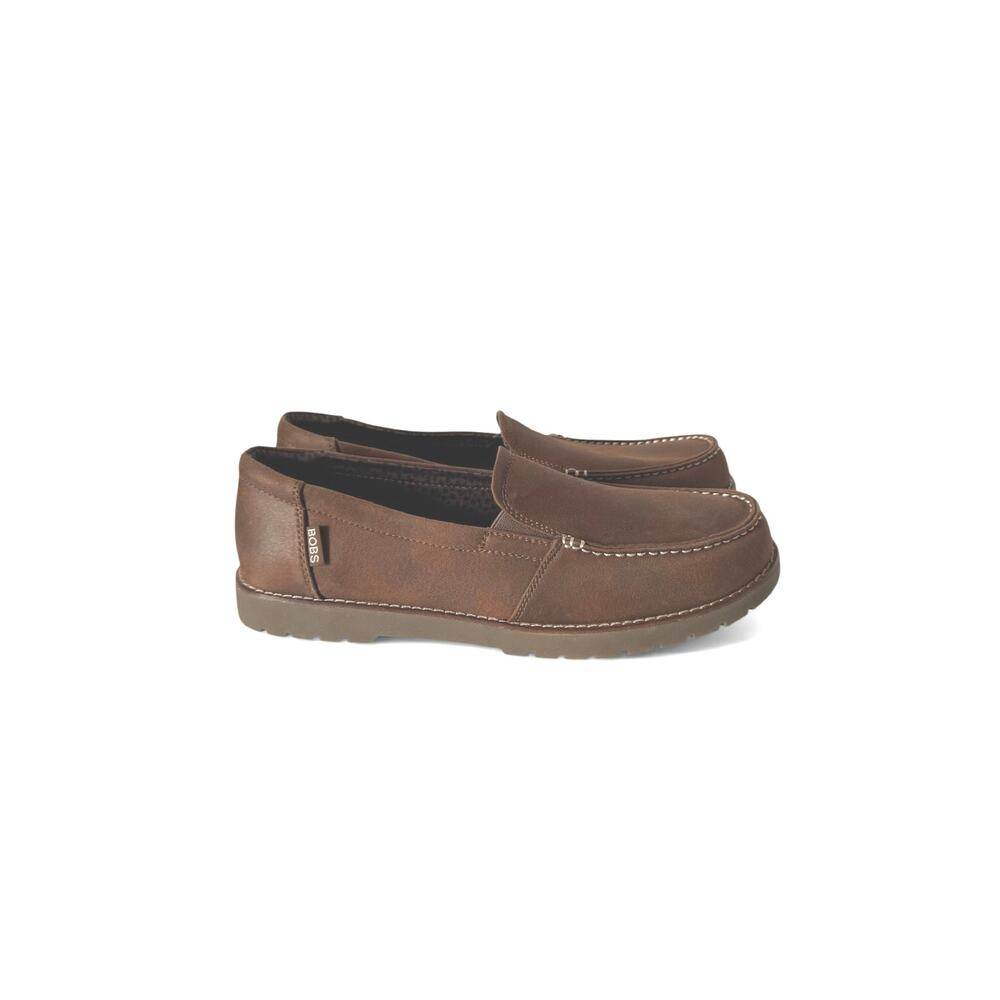 BOBS By Skechers Women’s Chill Lug Leather Slip On Moc Toe Loafers 11 M Brown